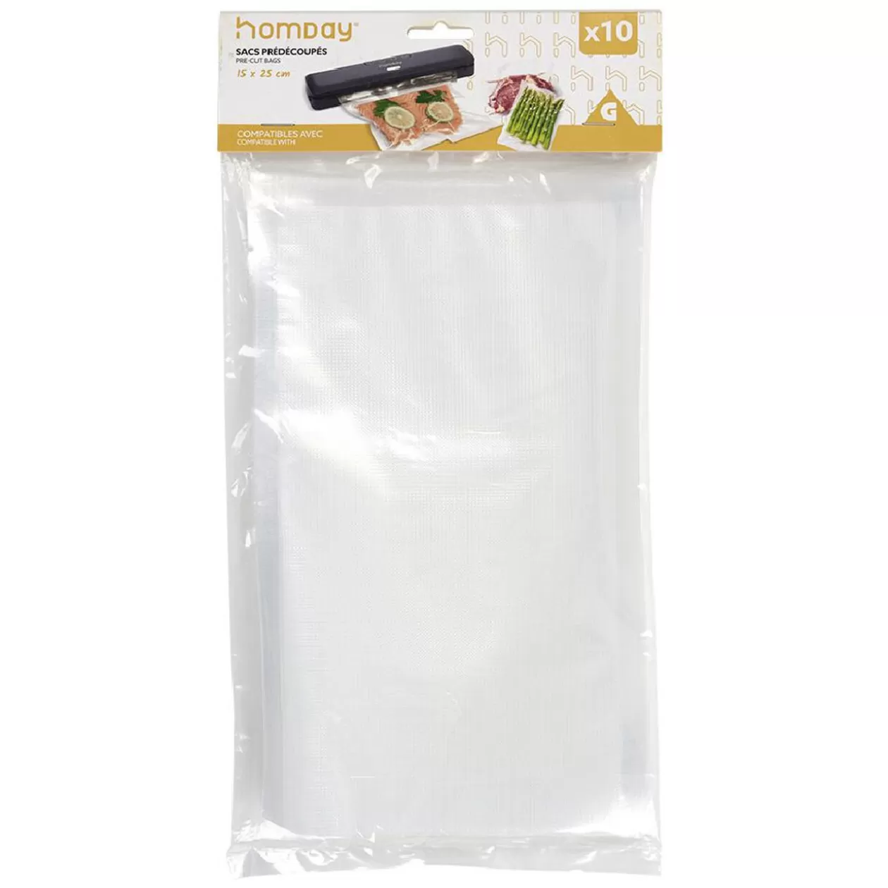 Gifi Sac de conservation alimentaire pré-découpé 15x25cm 10 sacs - Taille S< Conservation Alimentaire