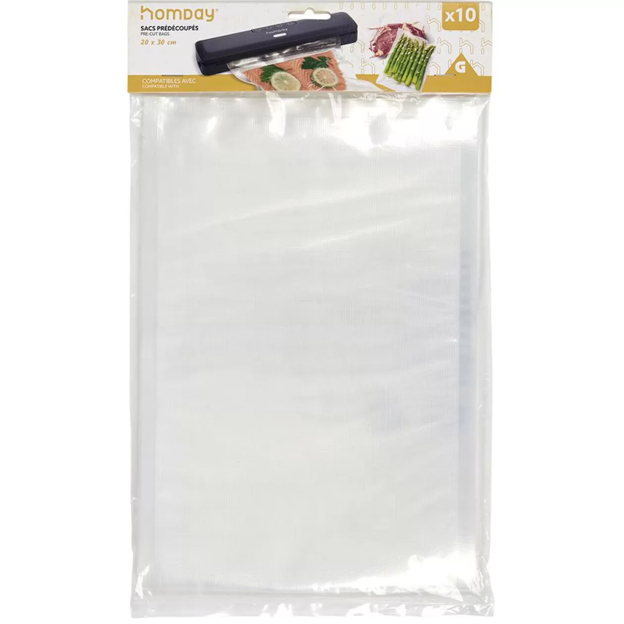 Gifi Sac de conservation alimentaire pré-découpé 20x30cm 10 sacs - Taille M< Conservation Alimentaire