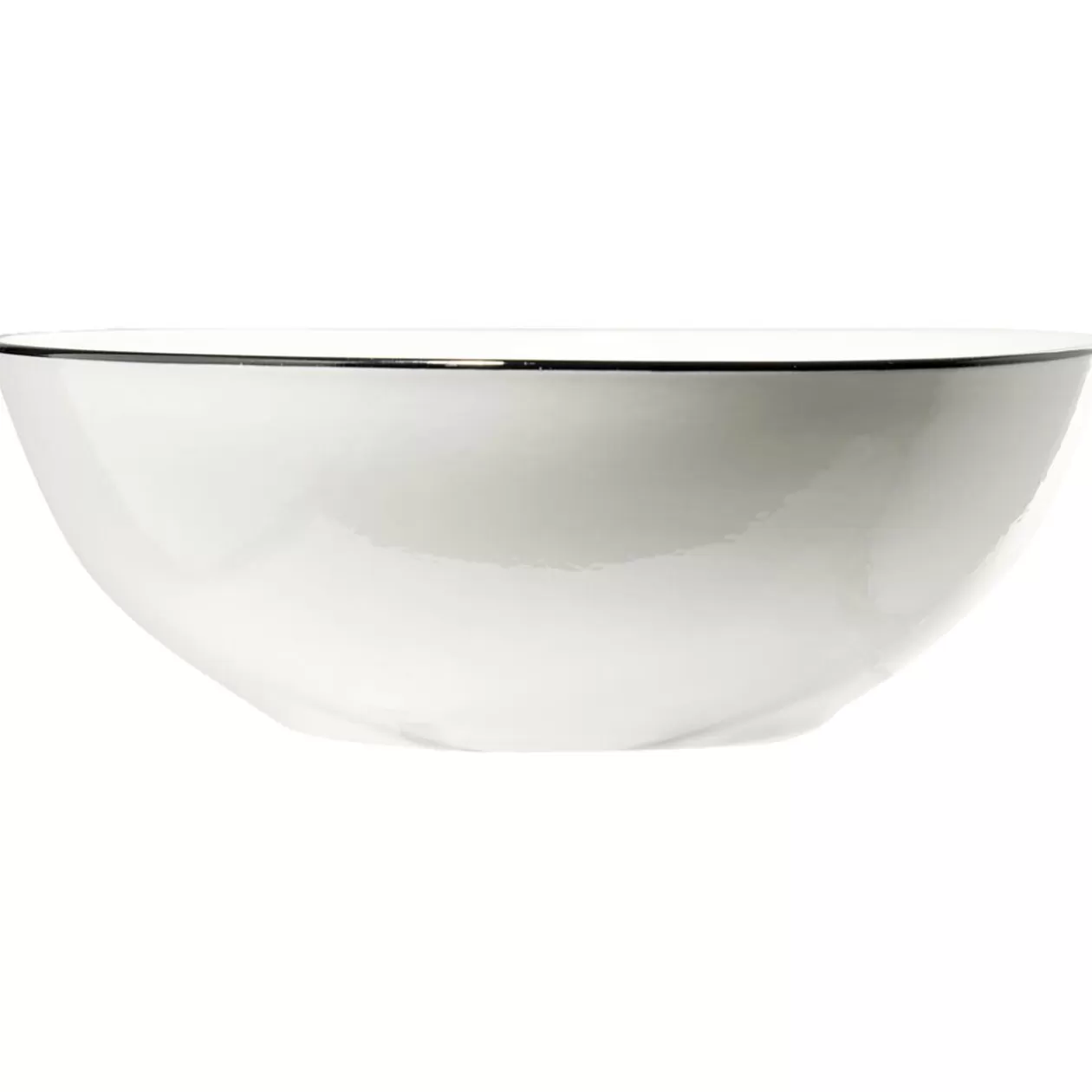 Gifi Saladier bas en porcelaine blanc bord noir type bistrot Ø22,5xH8,8cm< Vaisselle Et Accessoires De Table