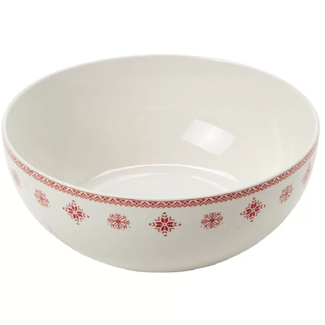 Saladier en porcelaine blanche motif Noël flocons rouges>Gifi Sale