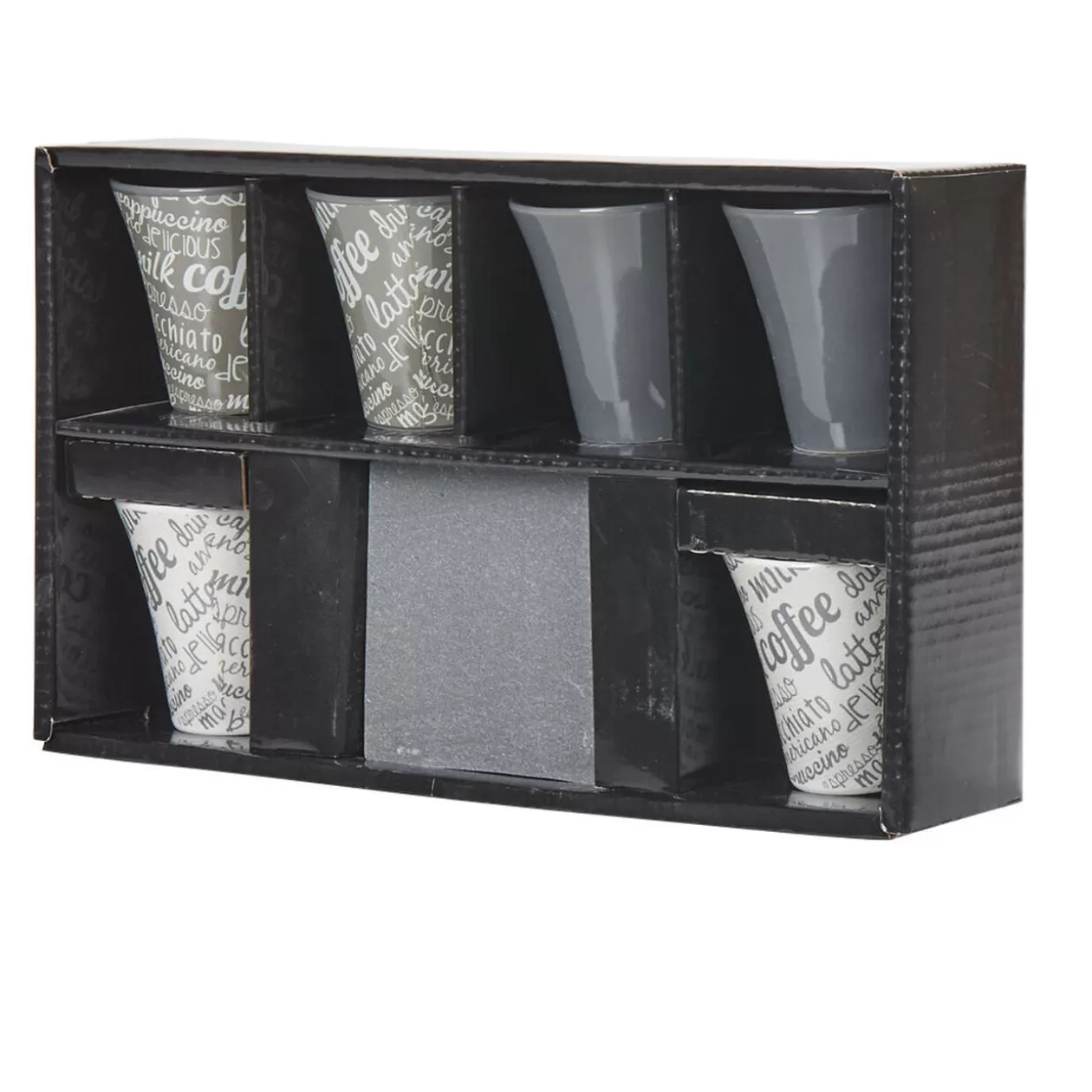 Gifi Service à café faïence ardoise gris blanc 6 personnes< Vaisselle Et Accessoires De Table