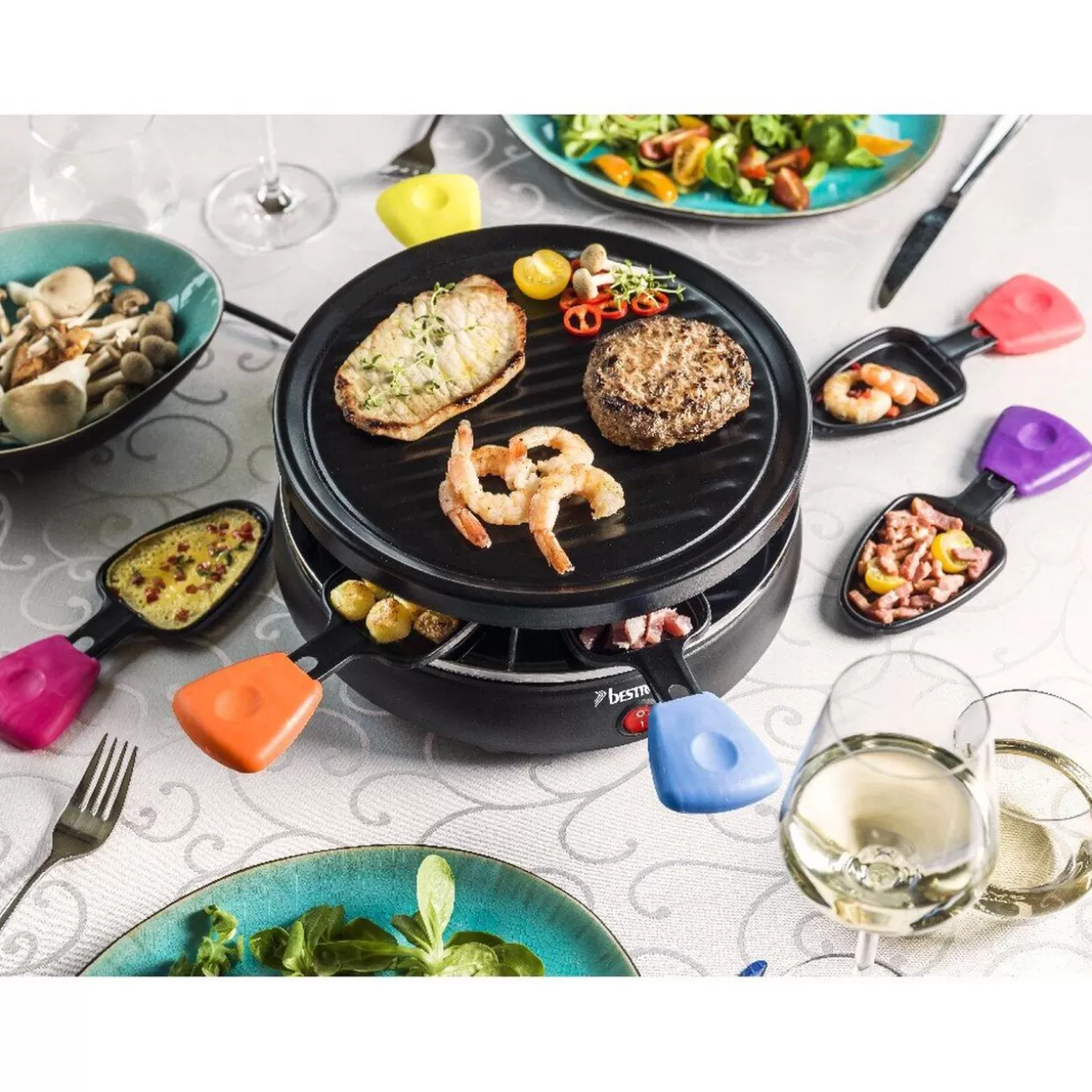 Gifi Service à raclette grill caquelon multicolore 6 personnes< Petit Électroménager