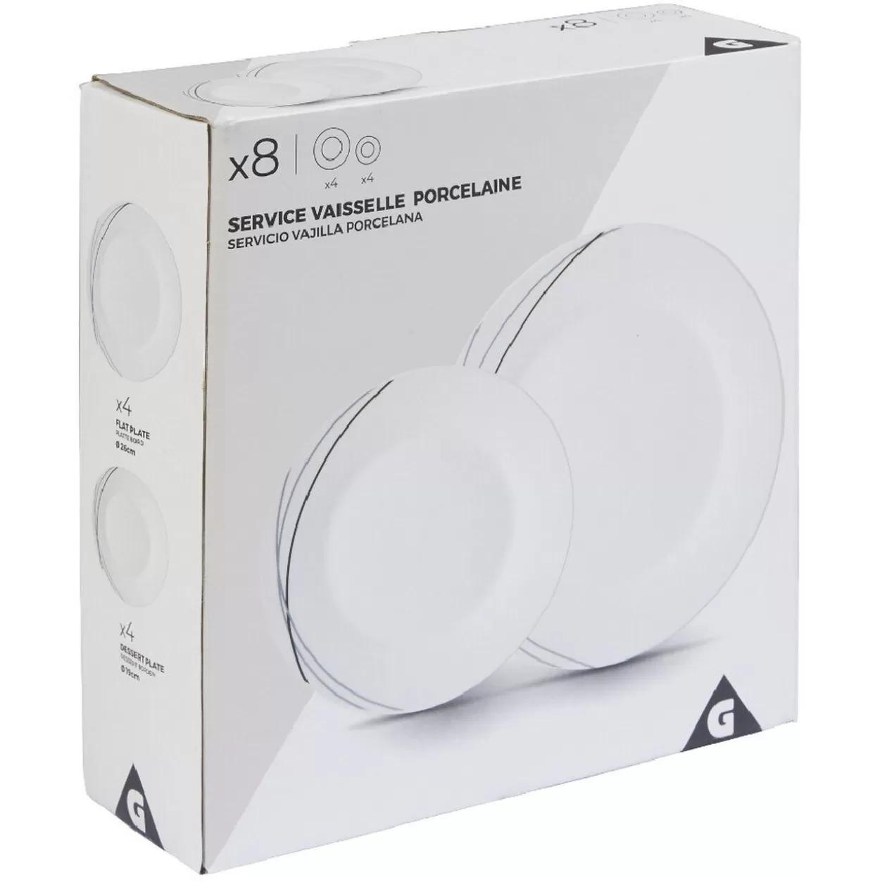 Gifi Service à vaisselle blanc lignes courbées noires et grises 8 pièces< Vaisselle Et Accessoires De Table