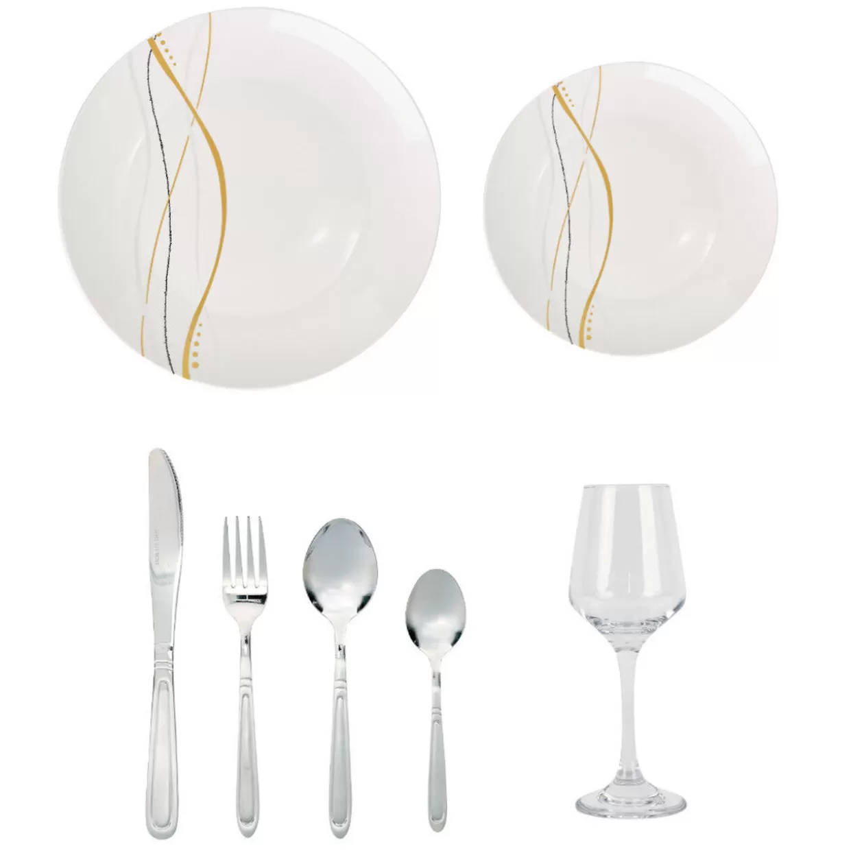 Gifi Service de table motif doré argenté pour 6 personnes< Vaisselle Et Accessoires De Table