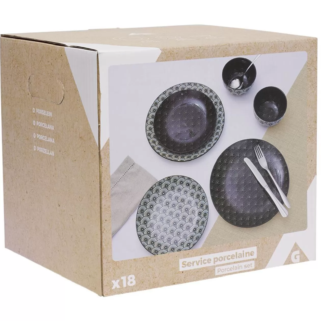 Gifi Service en porcelaine motif noir et blanc 18 pièces< Vaisselle Et Accessoires De Table