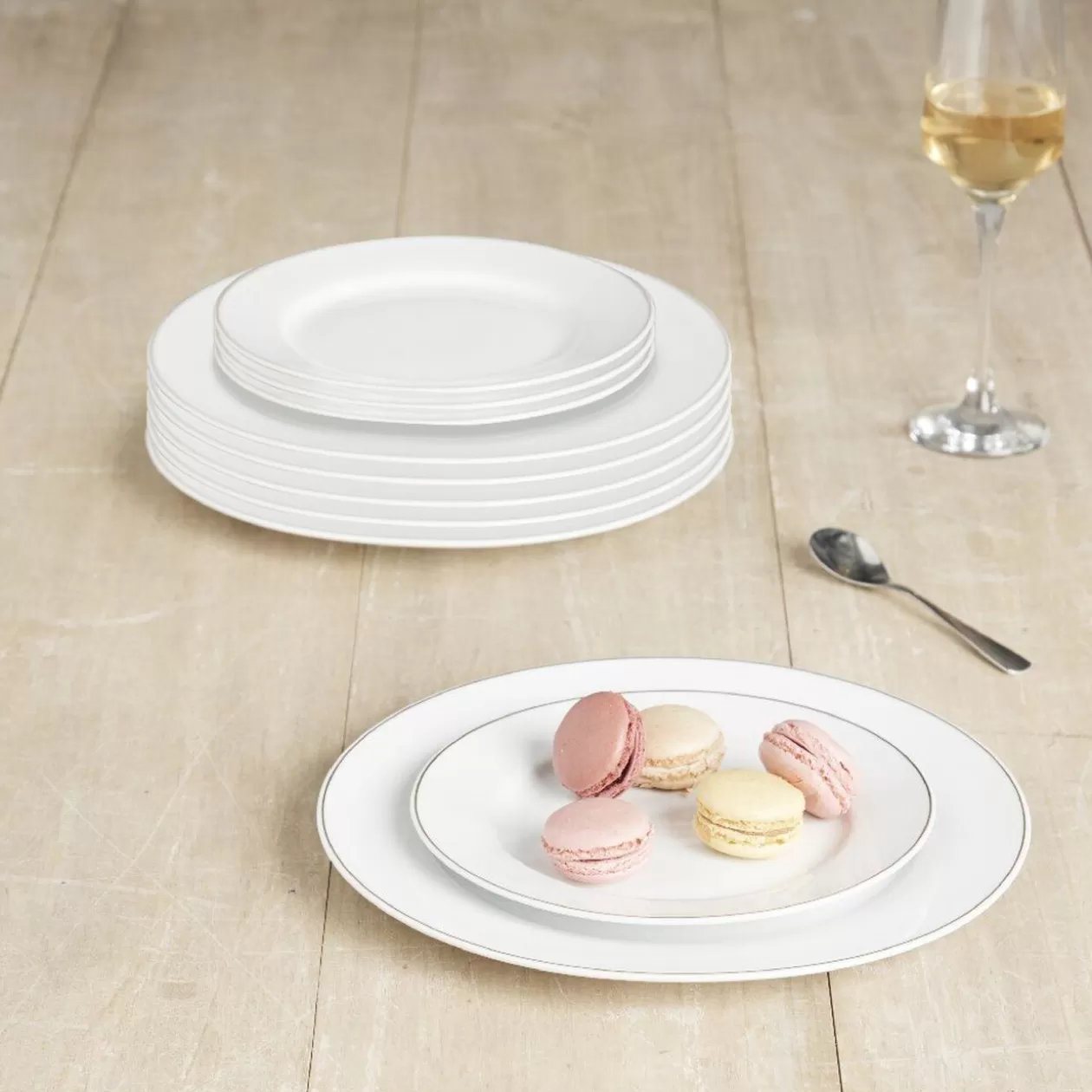 Gifi Service vaisselle 12 pièces blanc décor filet doré< Vaisselle Et Accessoires De Table