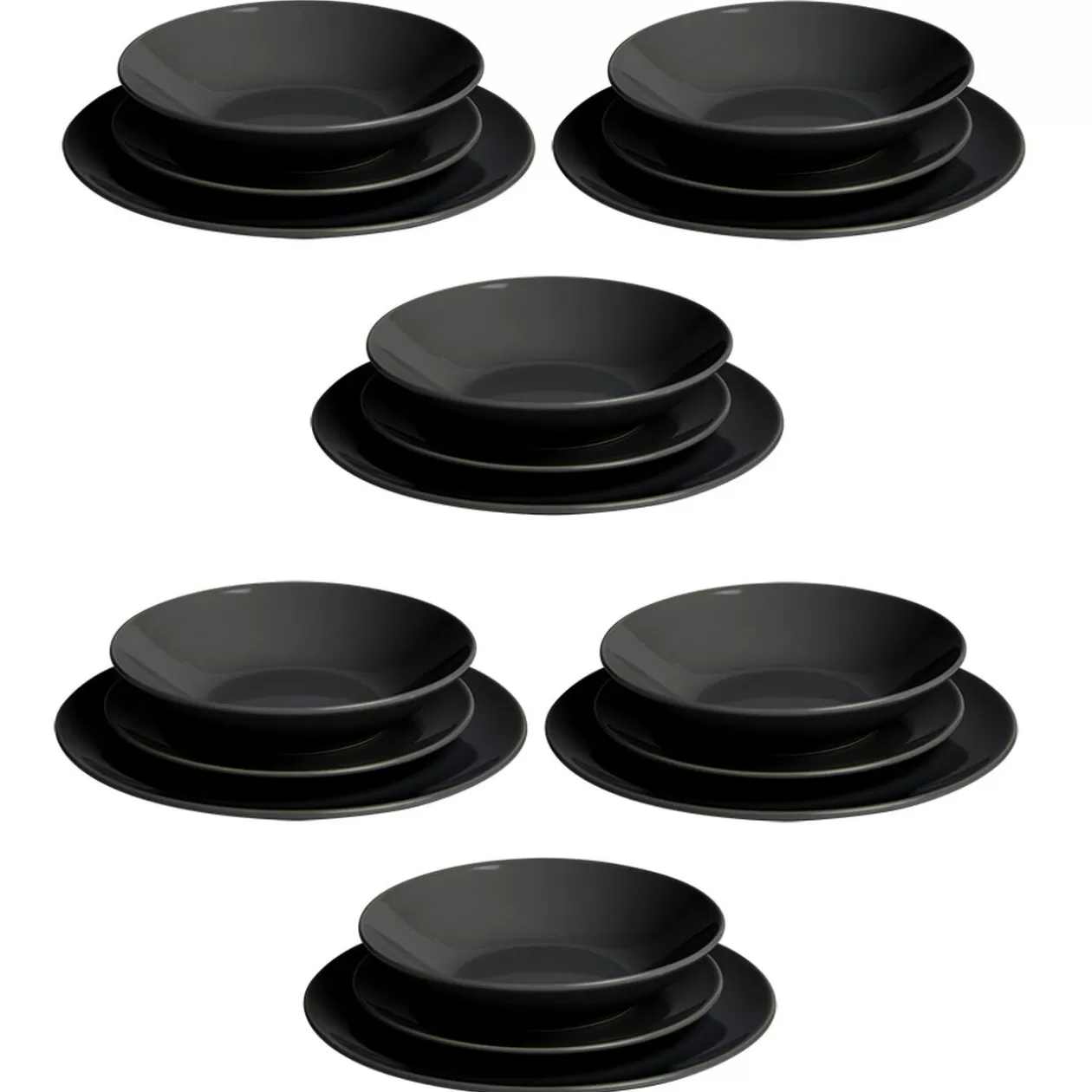 Service vaisselle 18 pièces céramique noir>Gifi New