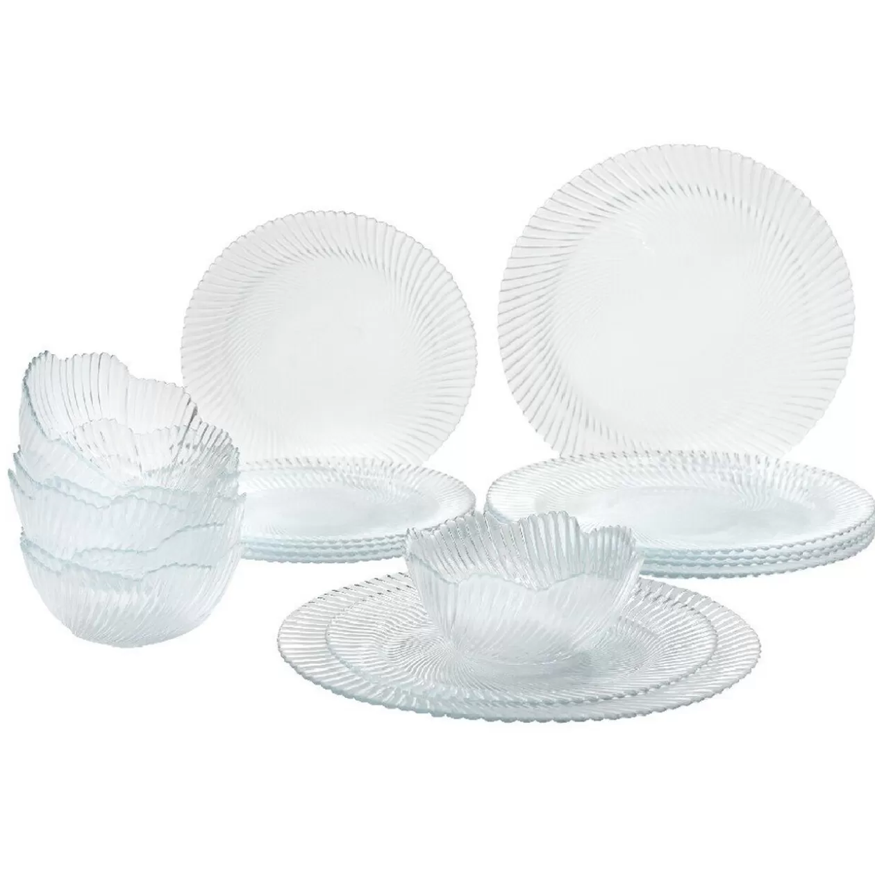 Gifi Service vaisselle transparent strié 18 pièces Marmara< Vaisselle Et Accessoires De Table