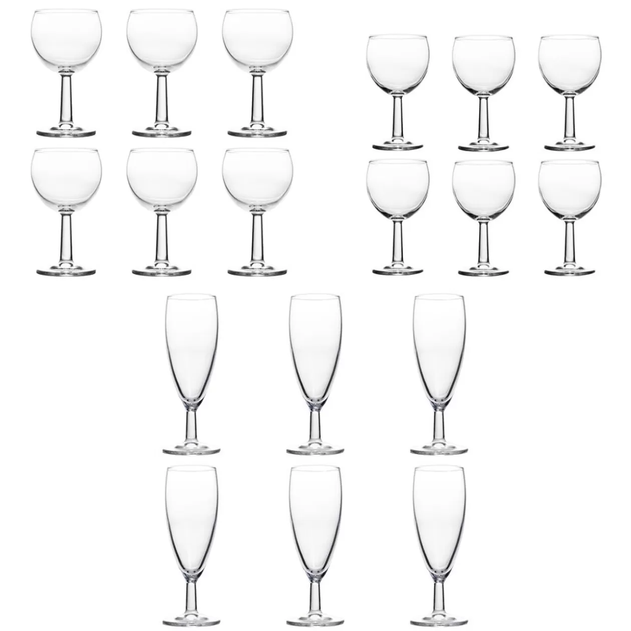 Service verre à pied ballon et flûte 18 pièces>Gifi Hot