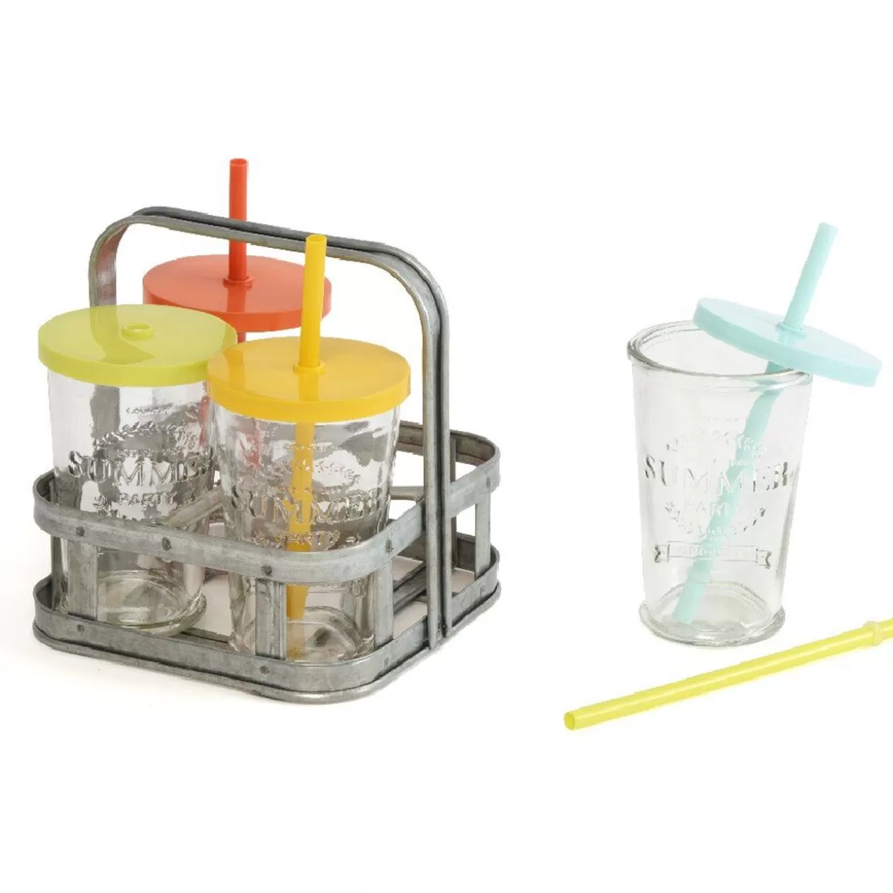 Gifi Set de verres avec pailles et support< Vaisselle Et Accessoires De Table