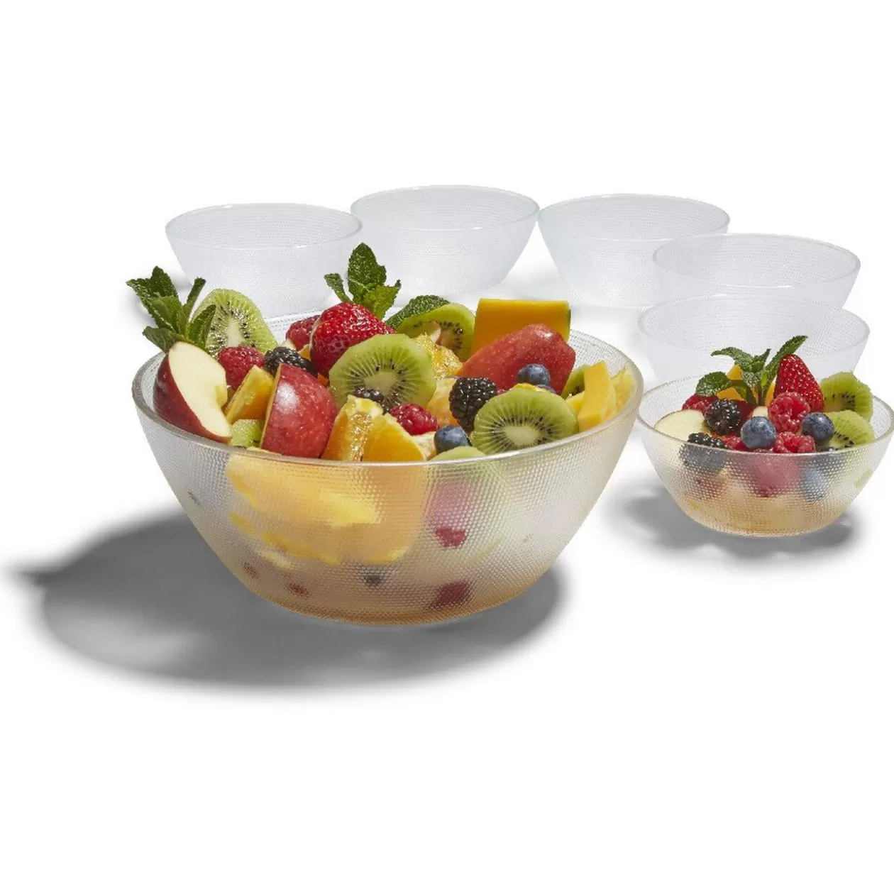 Gifi Set saladier avec coupelles x6 verre transparent martelé< Vaisselle Et Accessoires De Table