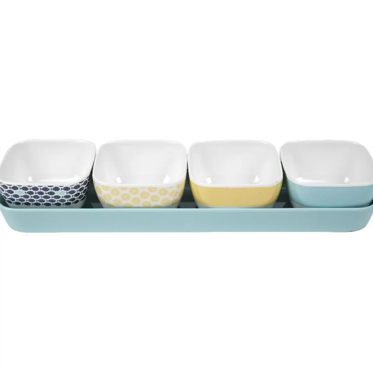 Gifi Support à apéritifs avec 4 coupelles déco jaune bleu< Vaisselle Et Accessoires De Table
