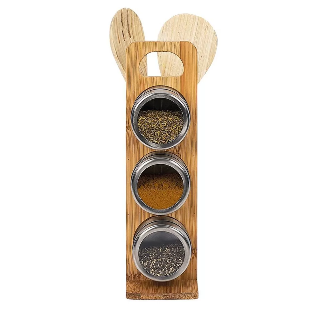 Gifi Support à épices 3 boites aimantées et 2 ustensiles en bambou et inox< Conservation Alimentaire