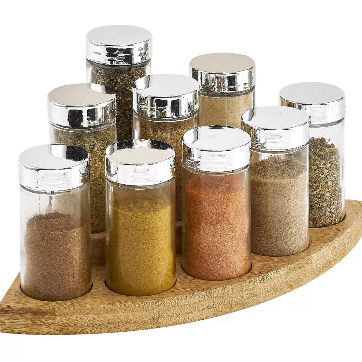Gifi Support à épices d'angle bambou 9 pots en verre< Vaisselle Et Accessoires De Table