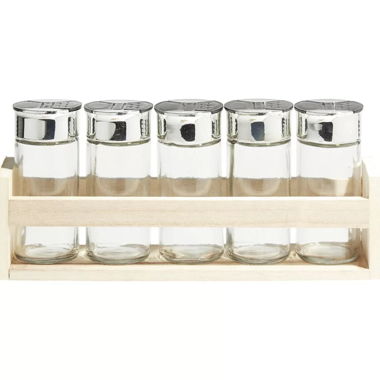 Gifi Support à épices en bois avec pot en verre x5< Préparation Culinaire