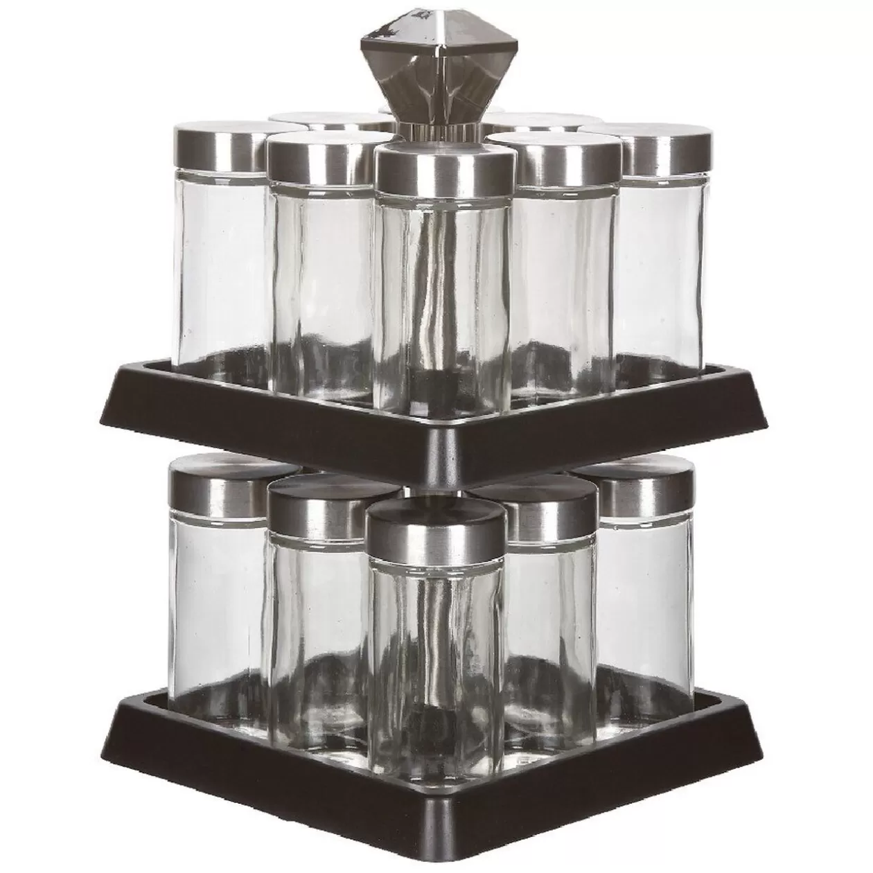 Gifi Support à épices noir 16 bocaux en verre et inox 2 étages< Rangement De Cuisine