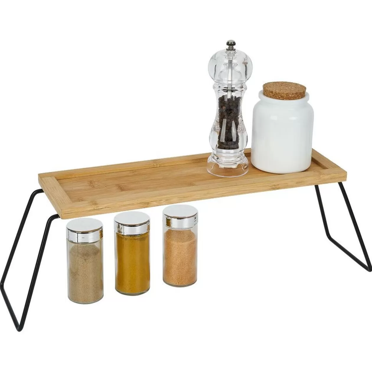 Gifi Étagère de rangement en bambou et pieds en métal noir 36x12xH15cm< Rangement De Cuisine