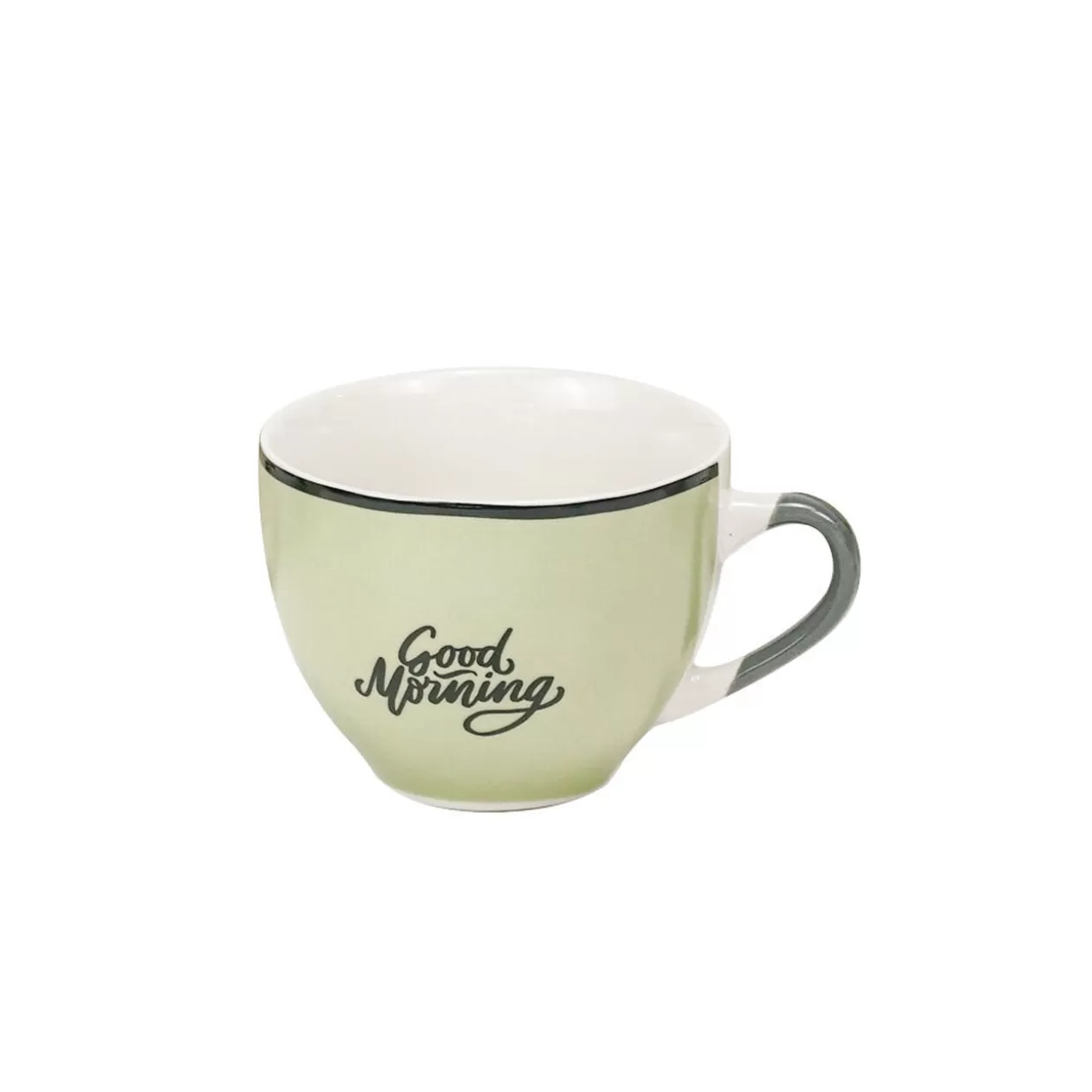 Tasse à café en porcelaine vert avec inscription "Good Morning" 22 cl>Gifi Sale