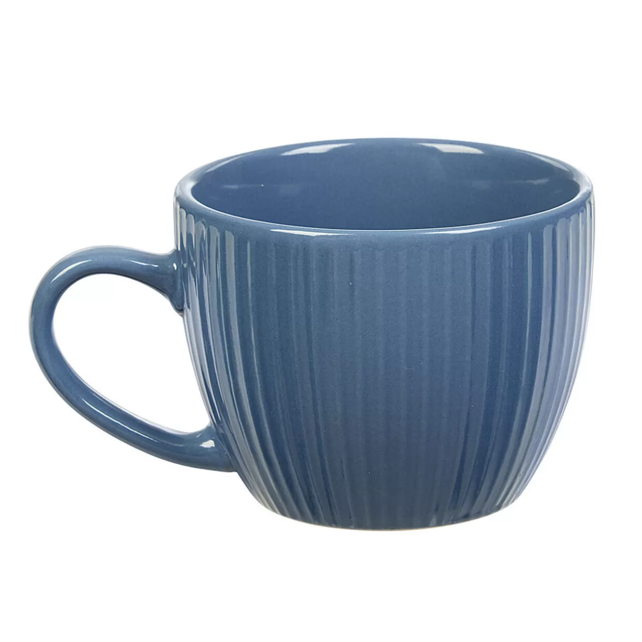 Tasse à expresso en faïence 10 cl bleu et rainures verticales relief>Gifi New