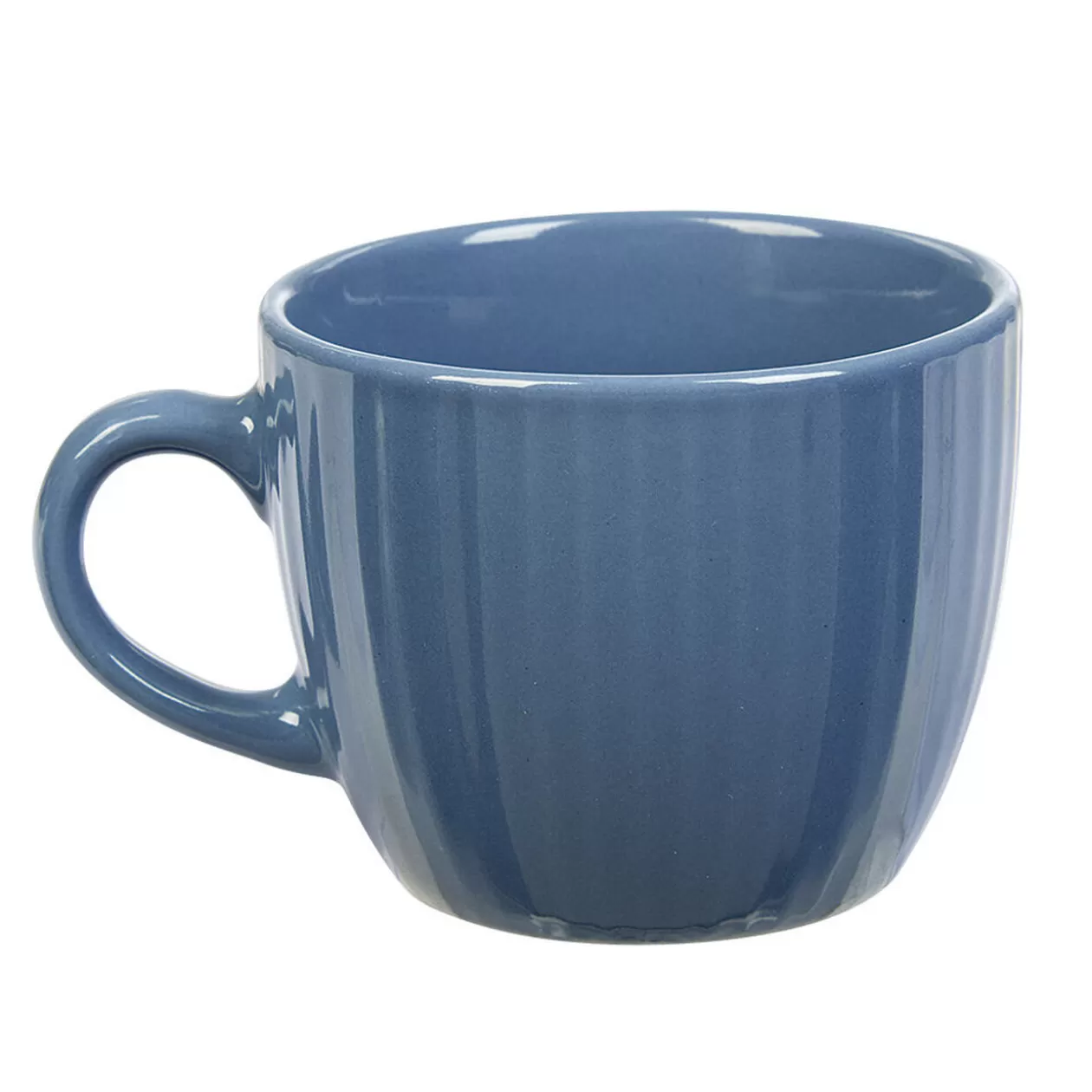 Tasse en faïence 23 cl uni bleu avec rainures verticales en relief>Gifi Sale