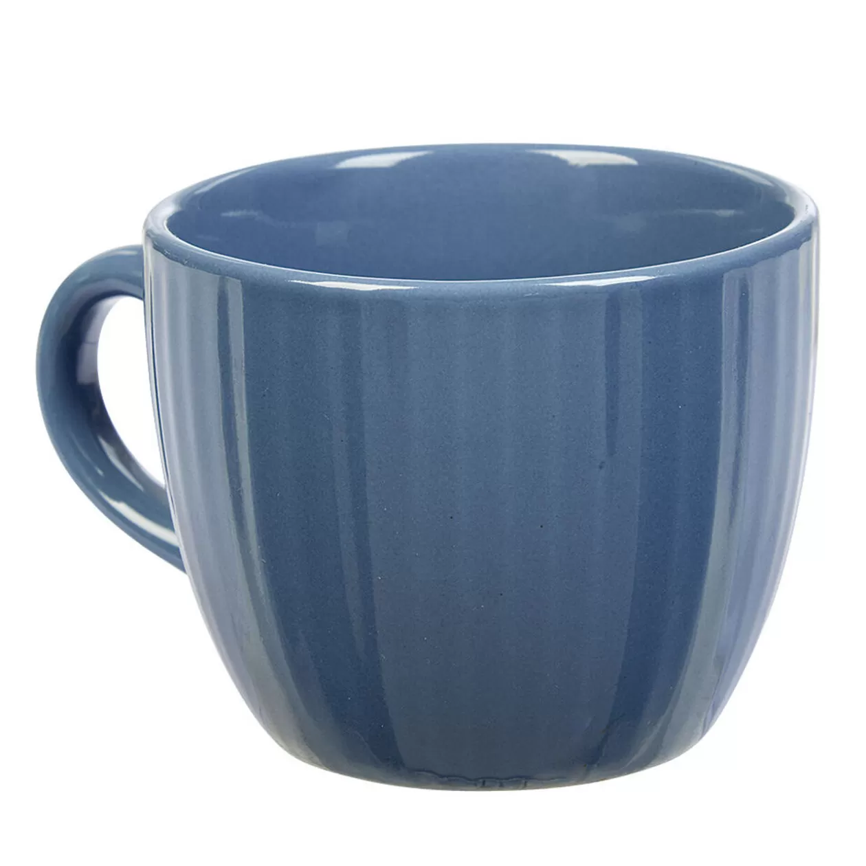 Tasse en faïence 23 cl uni bleu avec rainures verticales en relief>Gifi Sale