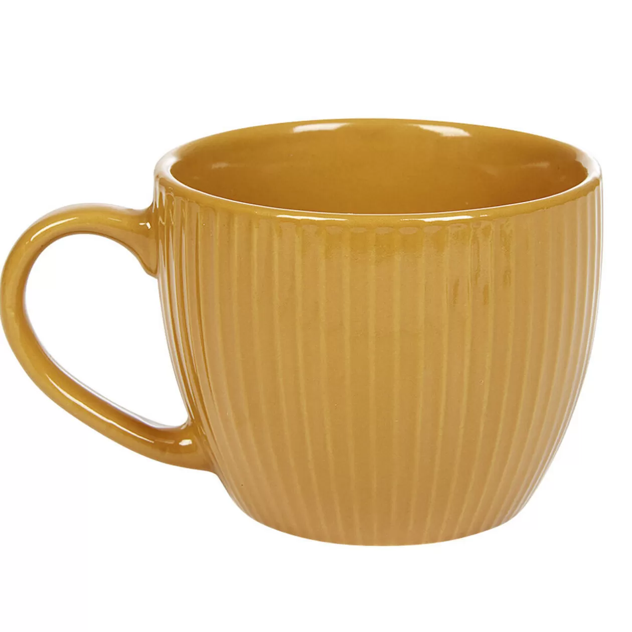 Tasse en faïence 23 cl uni jaune moutarde rainures verticales relief>Gifi Clearance
