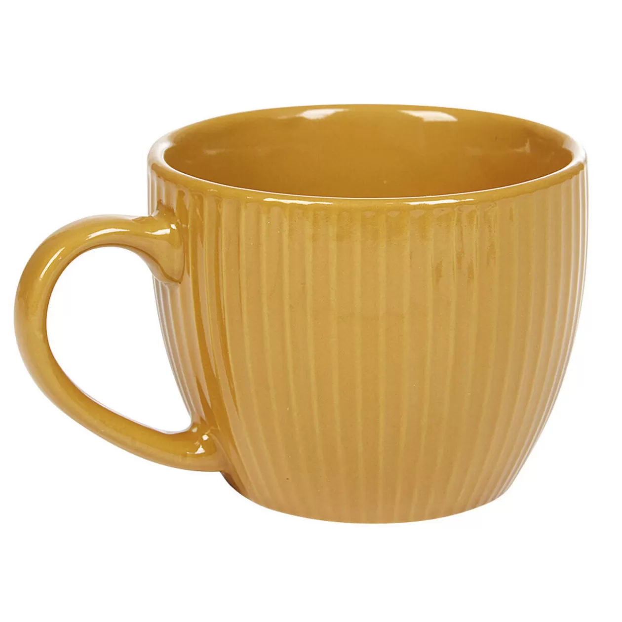 Tasse en faïence 23 cl uni jaune moutarde rainures verticales relief>Gifi Clearance