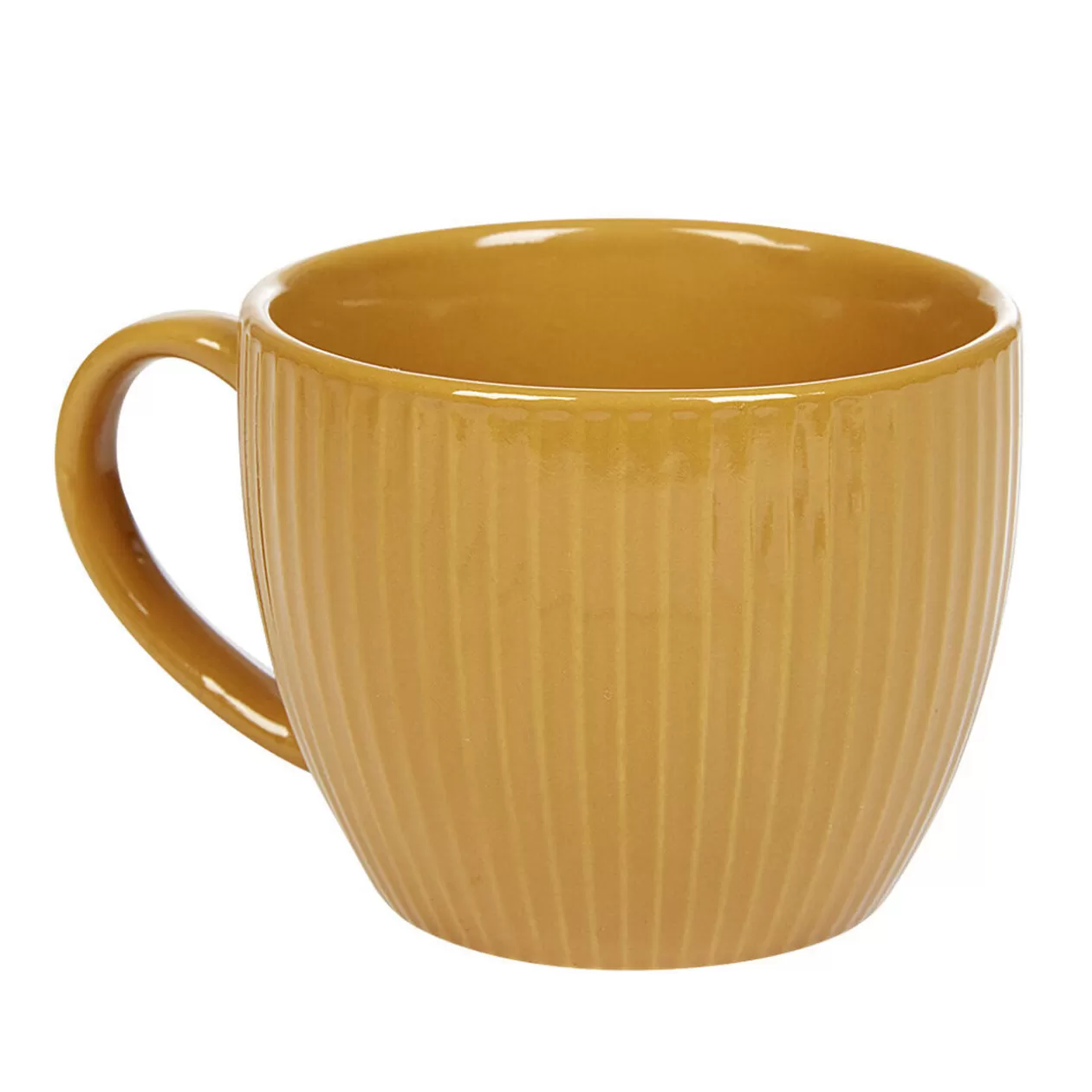 Tasse en faïence 23 cl uni jaune moutarde rainures verticales relief>Gifi Clearance