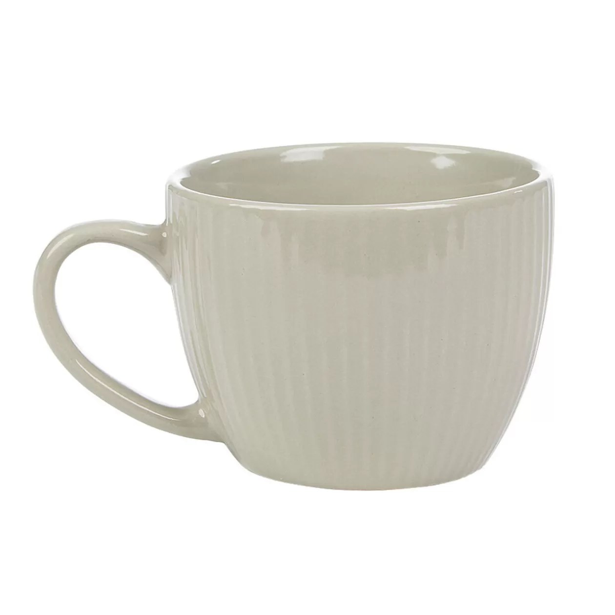 Tasse en faïence 23 cl uni lin avec rainures verticales en relief>Gifi Outlet