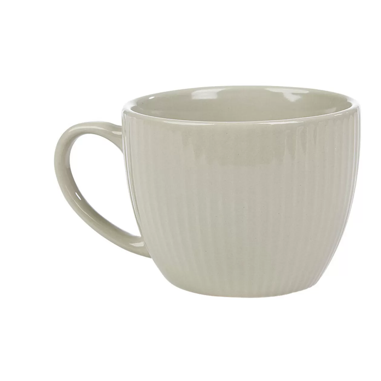Tasse en faïence 23 cl uni lin avec rainures verticales en relief>Gifi Outlet