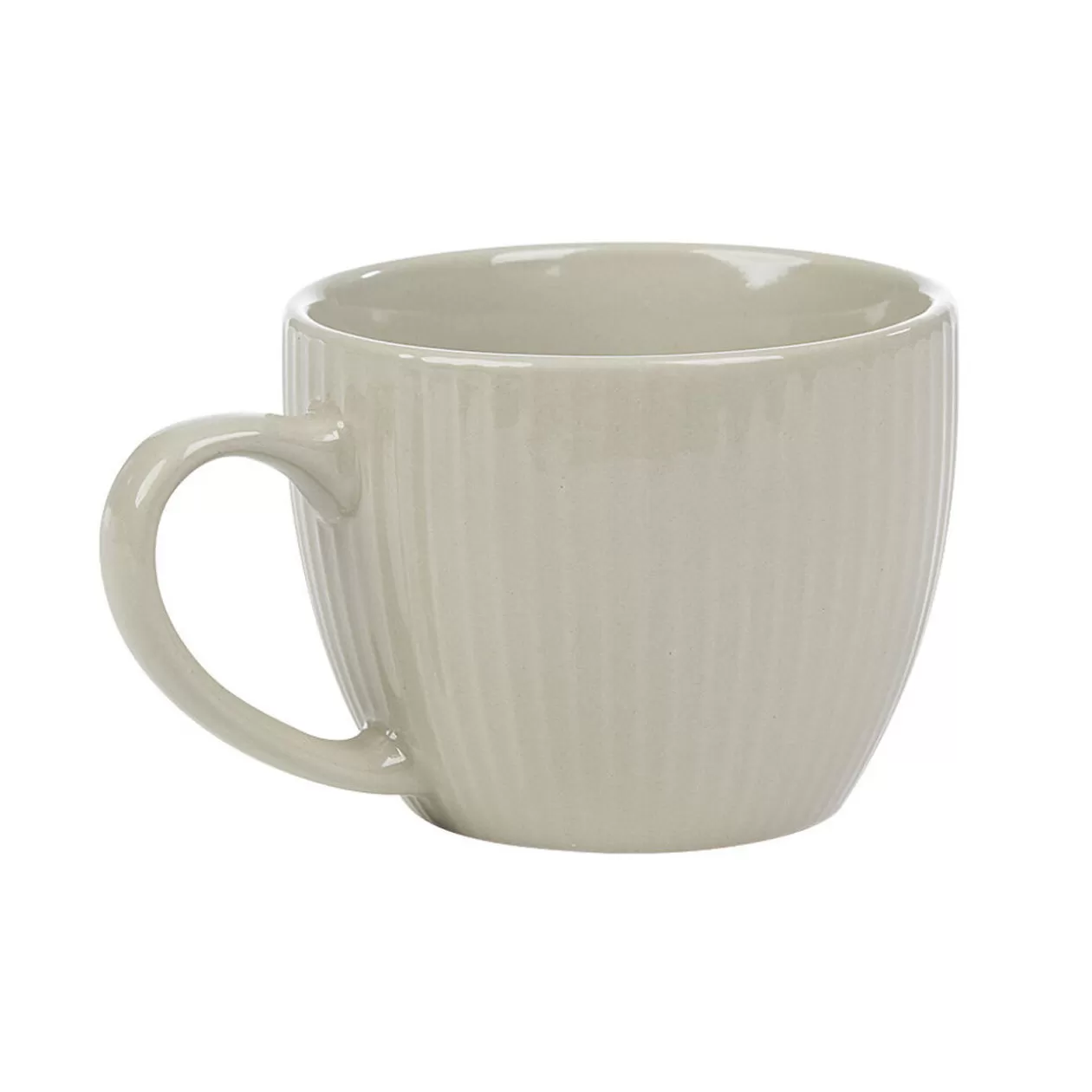 Tasse en faïence 23 cl uni lin avec rainures verticales en relief>Gifi Outlet