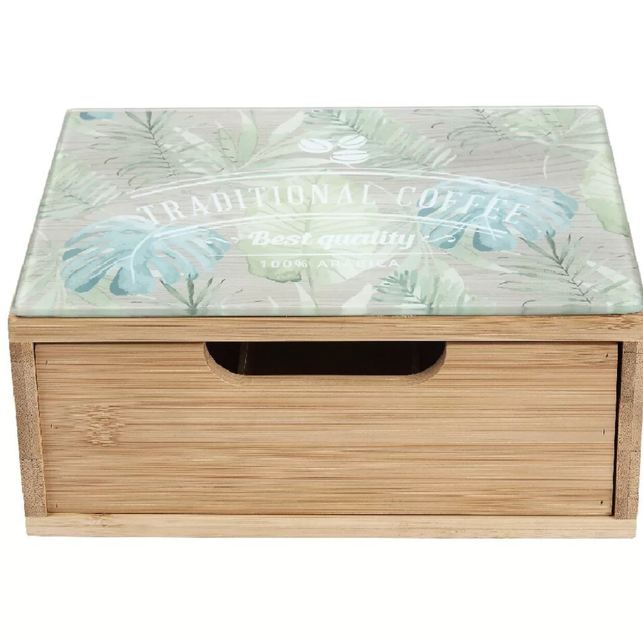 Gifi Tiroir à dosettes bambou motif feuilles< Rangement De Cuisine