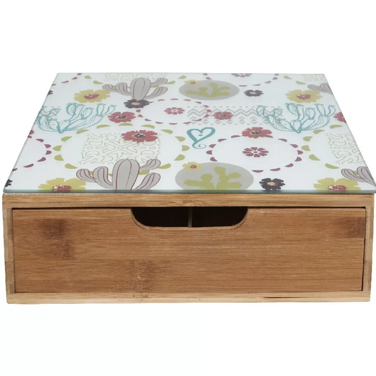 Gifi Tiroir toutes dosettes bambou motif cactus multicolore< Rangement De Cuisine