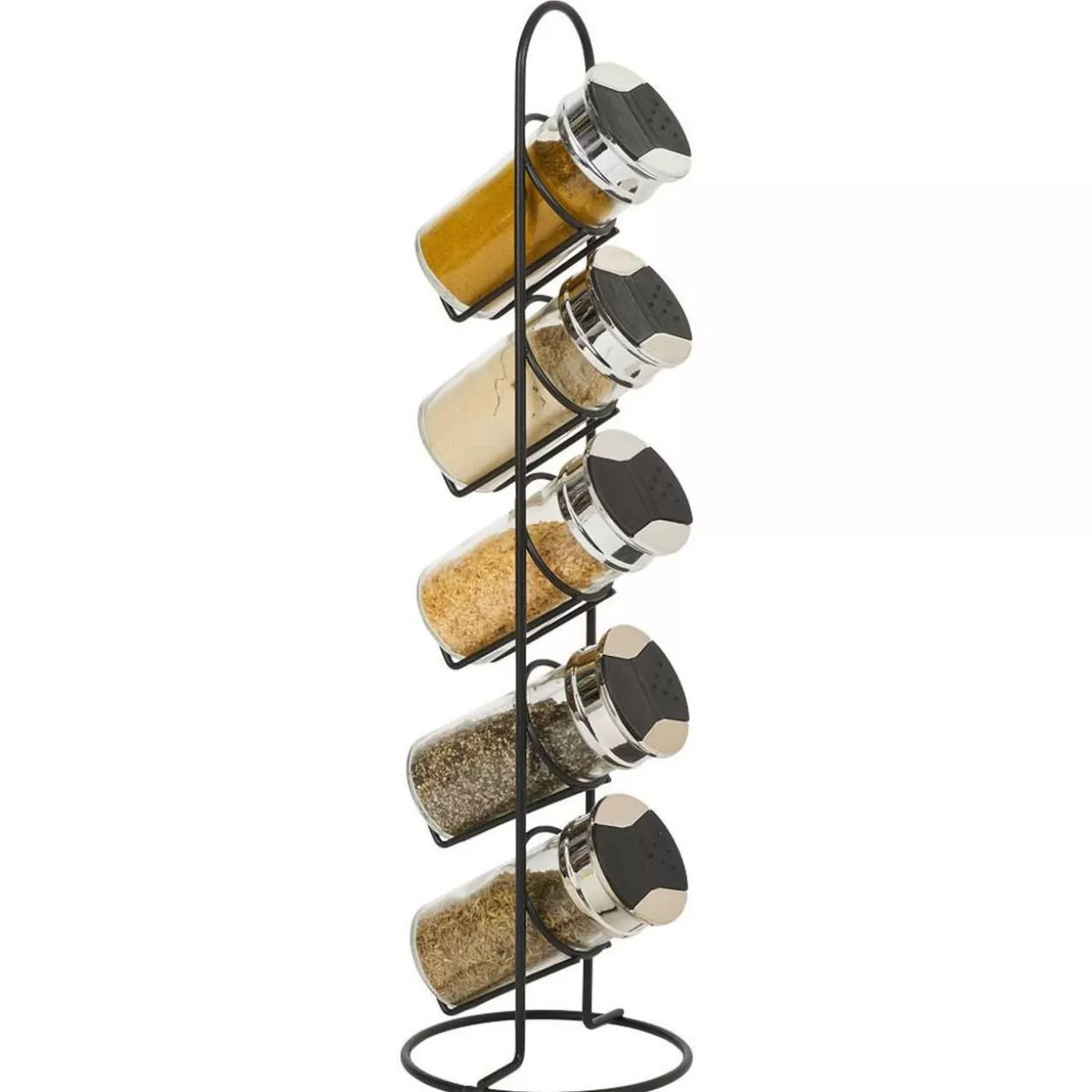 Gifi Tour à épices en métal avec 5 pots en verre Ø11xH39cm< Vaisselle Et Accessoires De Table