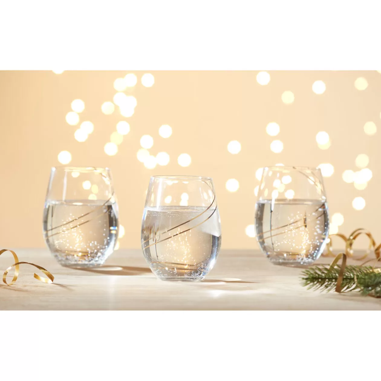 Verre à eau avec ruban doré x4>Gifi Cheap