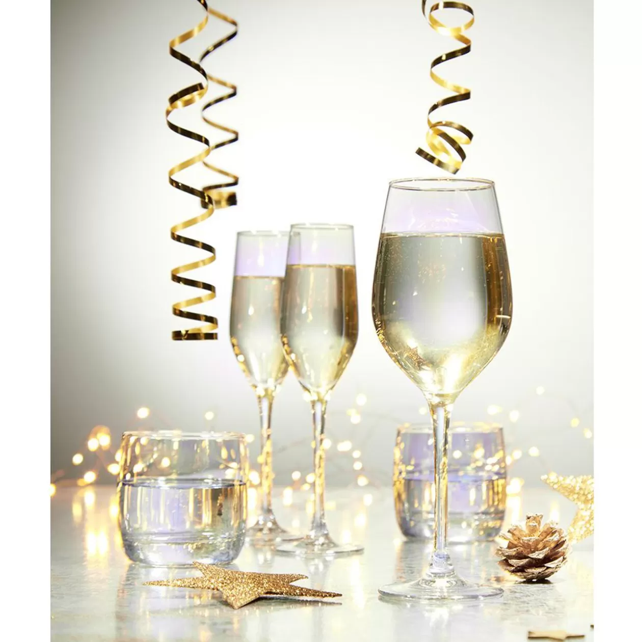 Gifi Verre à pied Kira doré 35cL x4< Vaisselle Et Accessoires De Table