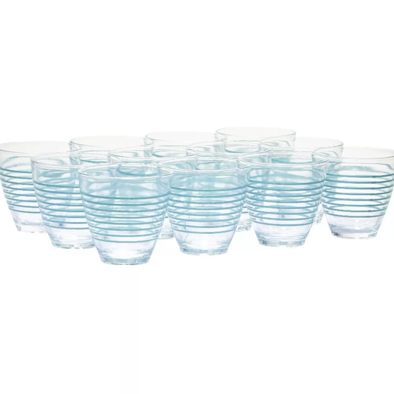 Gifi Verre bas transparent rayure bleu x 12< Vaisselle Et Accessoires De Table