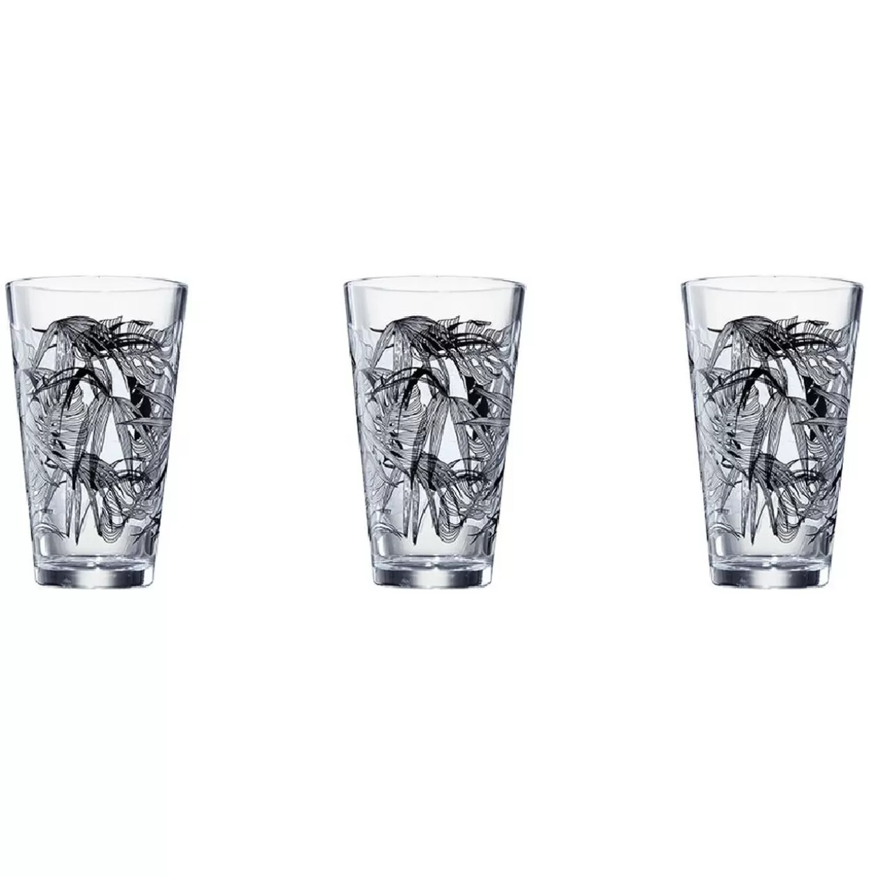 Verre conique bas motif feuillage 32,5 cl x3>Gifi Online
