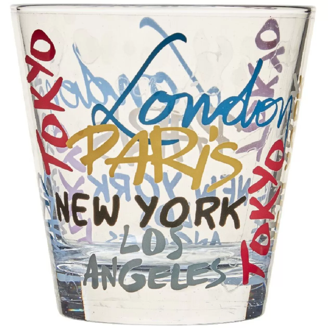 Gifi Verre gobelet transparent déco cities multicolore x 3< Vaisselle Et Accessoires De Table