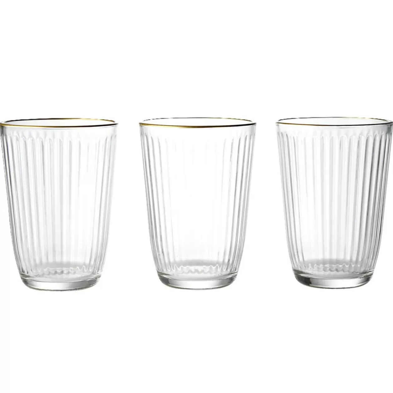 Gifi Verre haut strié bord doré 39,5cl Ø8,5cm H12cm< Vaisselle Et Accessoires De Table