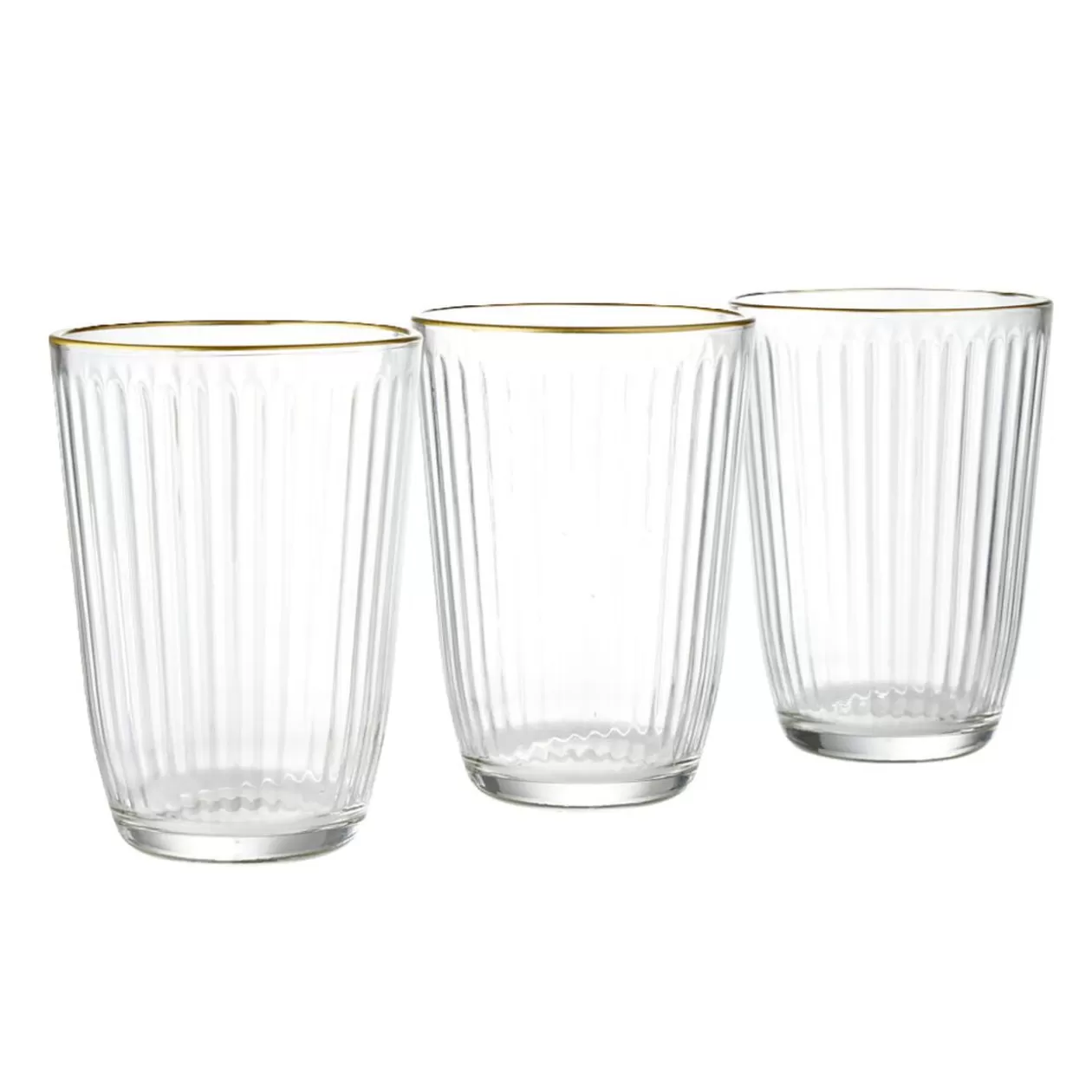 Gifi Verre haut strié bord doré 39,5cl Ø8,5cm H12cm< Vaisselle Et Accessoires De Table