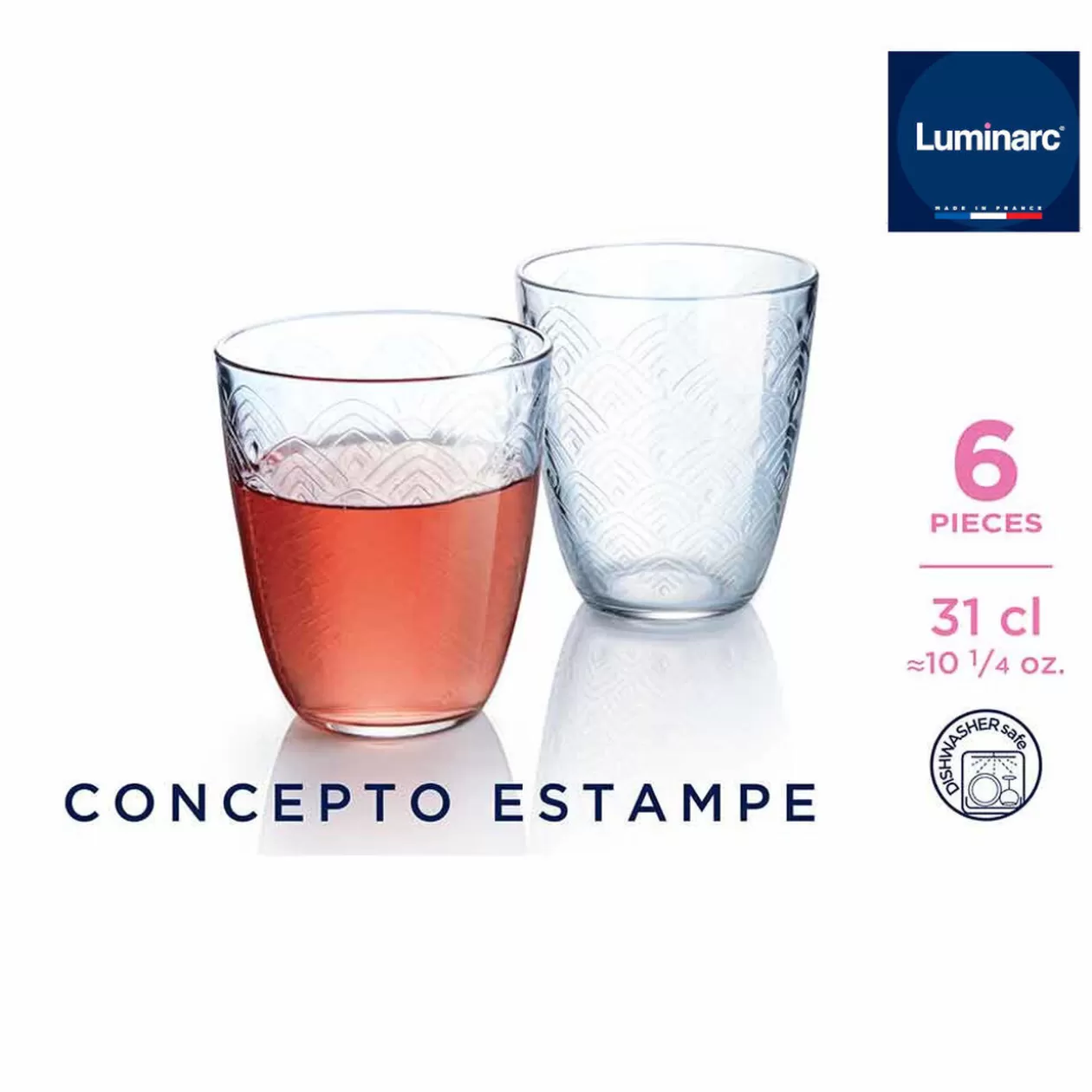 Gifi Verre Luminarc motif embossé écaille transparent x6< Vaisselle Et Accessoires De Table